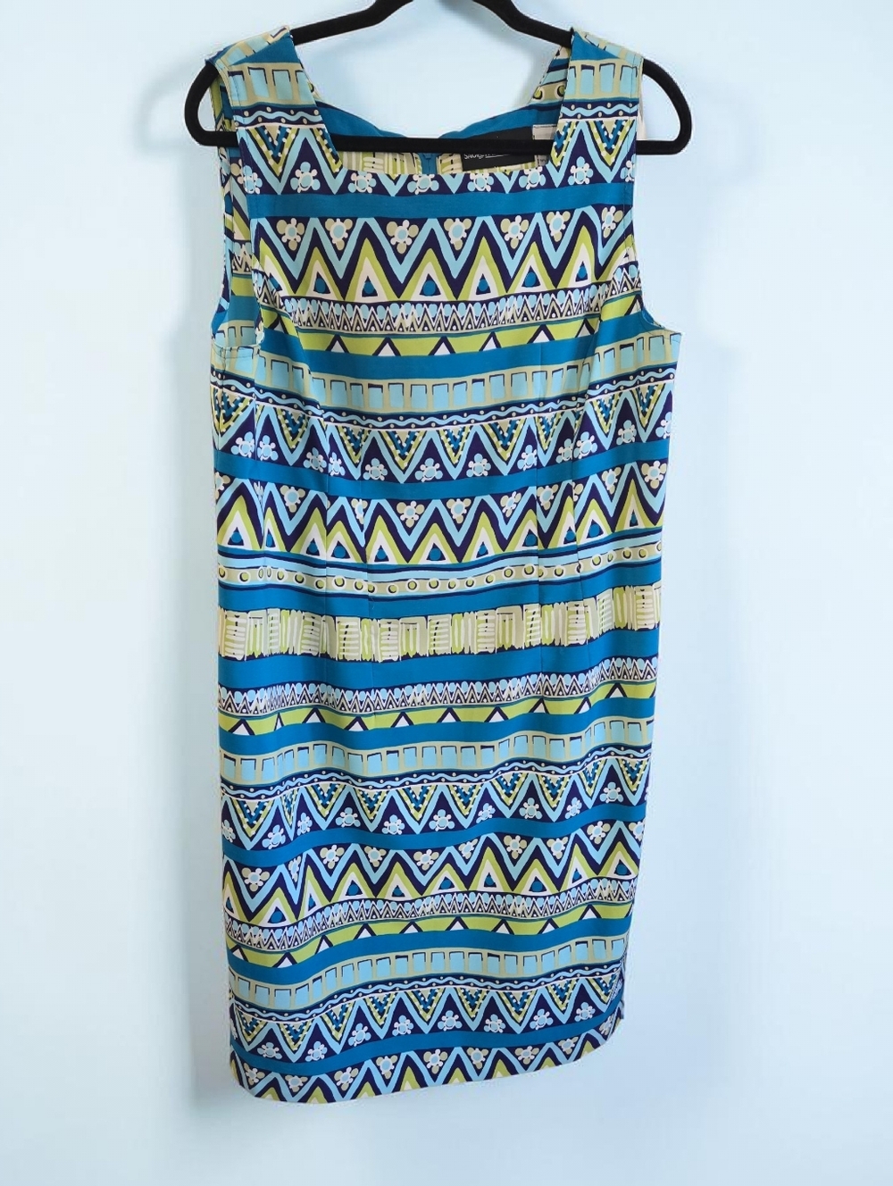 Sag Harbor Turquoise, Lime & Navy Printed Sleeveless Dress